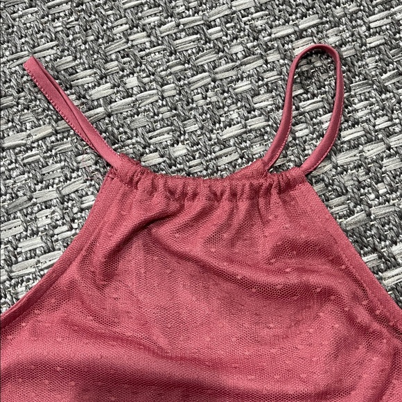 Rue 21 | Pink Mesh Halter Neck Tank With Open Back - Picture 2 of 7